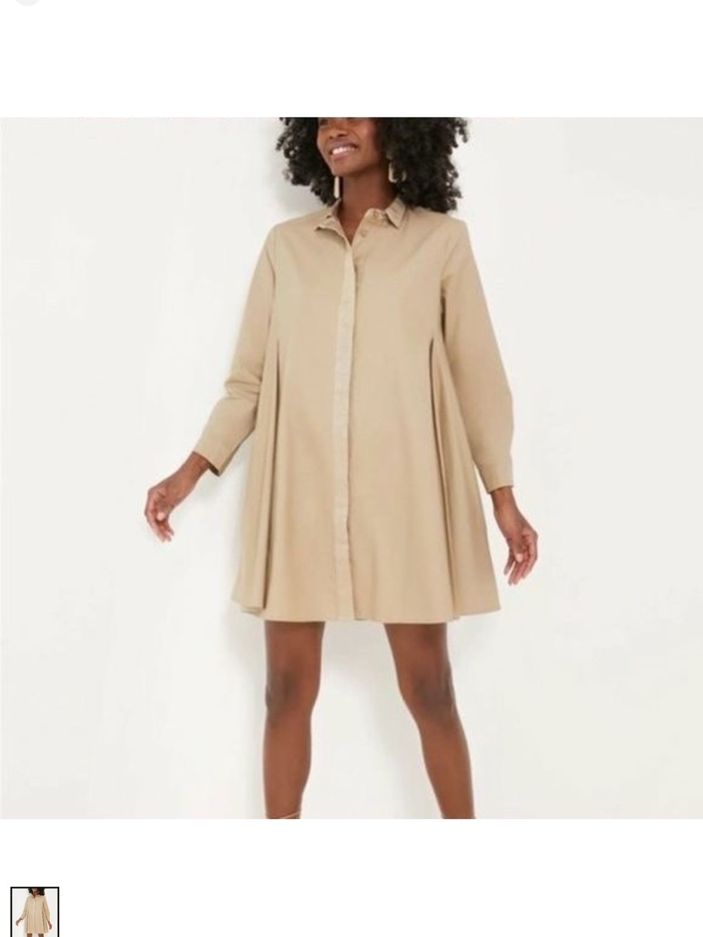 Tuckernuck Barcelona Beige Wren Long Sleeve Mini Shirt Dress Size Small